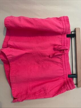 J. Crew Bright Pink Linen-Blend Shorts with Elastic Drawstring Waist